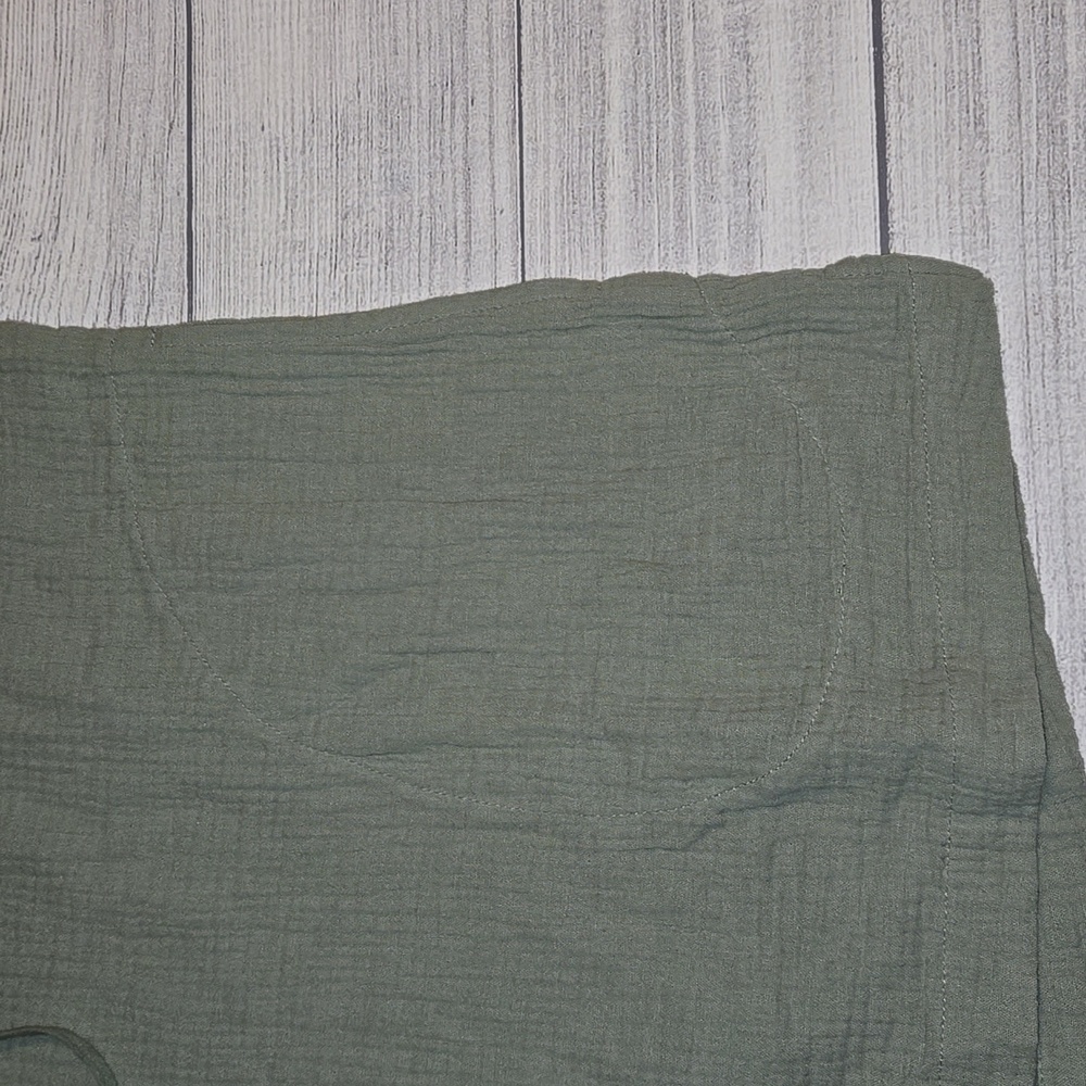 Caslon Gauze Funnel Neck Cotton Blend Long Sleeve Top Green Size L NWOT - Picture 6 of 11